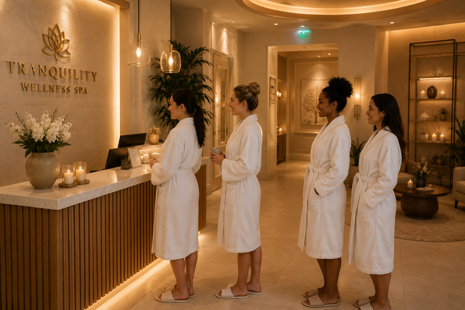 Guests arriving at a wellness space